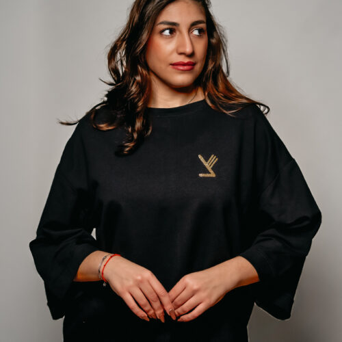 Tunique Tsniout Noire "Tsadé" Or Pailleté