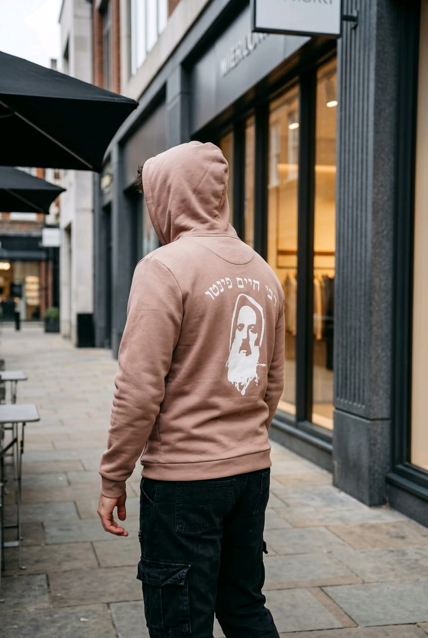 Sweat-shirt Taupe Rav Haïm Pinto Imprimé Blanc – Image 3
