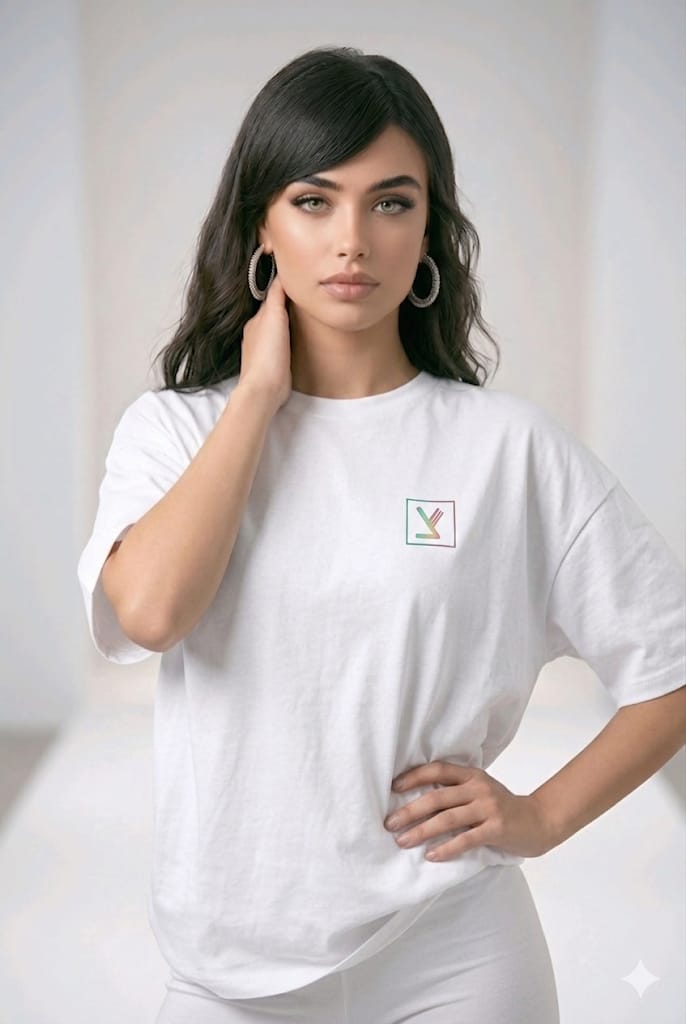 T-shirt Oversize Noir ou Blanc imprimé Tsadé arc en ciel – Image 6