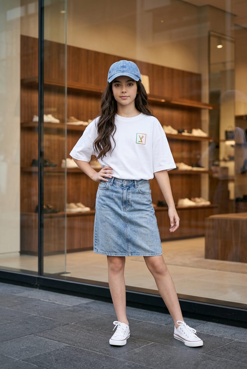 T-shirt Blanc Fille Imprimé Tsadé